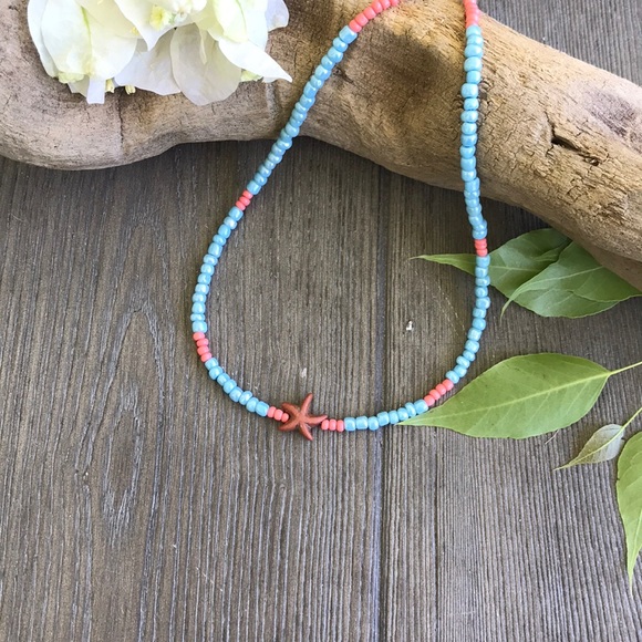 🥥🌿Handmade Beaded Starfish Necklace🌿🥥 - Picture 2 of 6